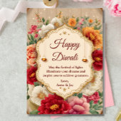 Diwali Beige Verziert Lamp Diyas Greeting Einladung