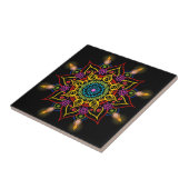 Diwali Blume Rangoli mit Öllampen Fliese (Seite)