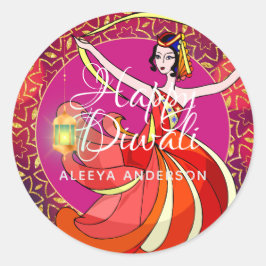 Diwali Bollywood Party Dancer Personalisiert Runder Aufkleber