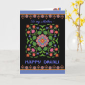Diwali Card für Mutter, Rangoli Muster, Schwarz Karte (Gelbe Blume)