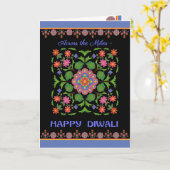 Diwali Card über das Miles Rangoli Muster Schwarz Karte (Gelbe Blume)