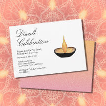 Diwali Celebration Pink Gold Glitzer Diya Flamme i