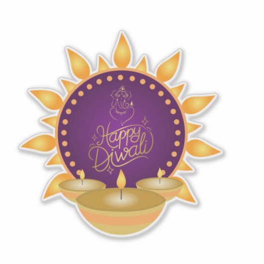 Diwali Custom-Cut Vinyl Sticker (Vorderseite)