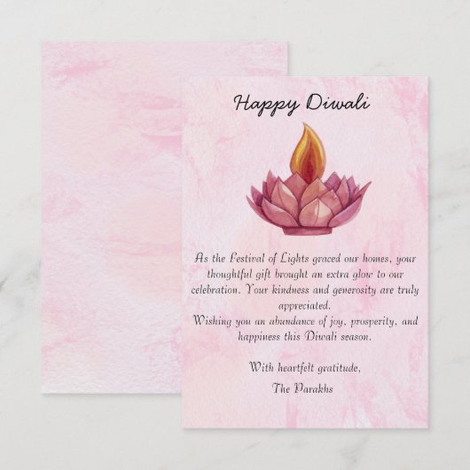 Diwali Dankeschön Karte (Vorne/Hinten)
