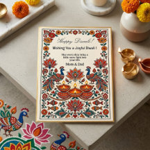 Diwali Deepak Peacock Floral Motifs Light Festival