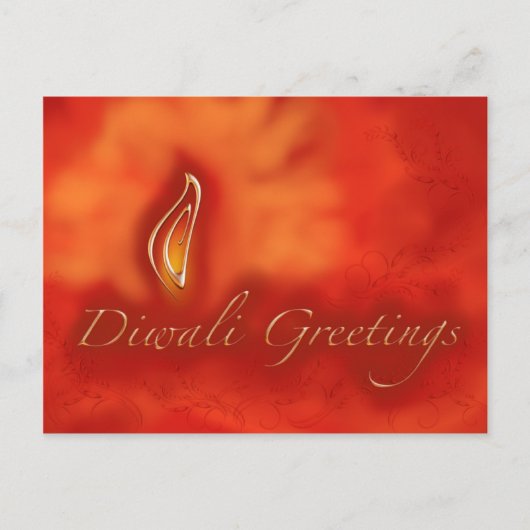 Diwali Devali Lichtgrüße - Warme Grußkarte Postkarte (Vorderseite)