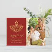 Diwali Diya Foto Grußkarte - Benutzerdefinierte Fa Karte (Stehend Vorderseite)