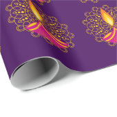 Diwali Diya Lamp Lila gelbes Elegant Geschenkpapier (Rolleneckpunkt)