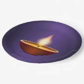 Diwali Diya Lila Hintergrund Pappteller (Schrägansicht)