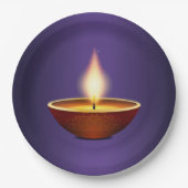 Diwali Diya Lila Hintergrund Pappteller (Vorderseite)