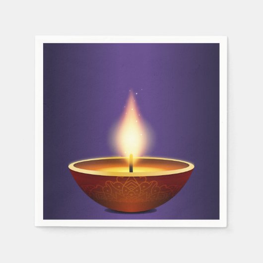 Diwali Diya Lila Hintergrund Serviette (Vorderseite)