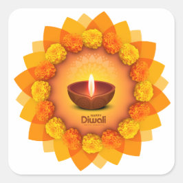 Diwali Diya Marigold Festival: Quadratischer Aufkleber