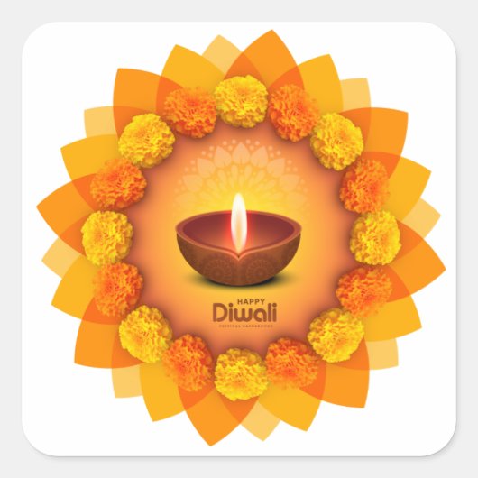 Diwali Diya Marigold Festival: Quadratischer Aufkleber (Vorderseite)