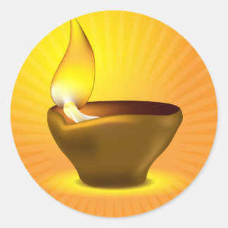 Diwali Diya - Oil lamp for dipawali celebration Runder Aufkleber