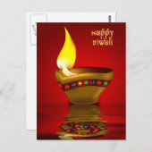Diwali Diya - Oil lamp Illustration Postkarte (Vorne/Hinten)