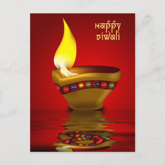 Diwali Diya - Oil lamp Illustration Postkarte (Vorderseite)