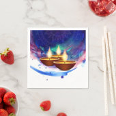 Diwali Diyas Blue Paint Wash Serviette (Beispiel)