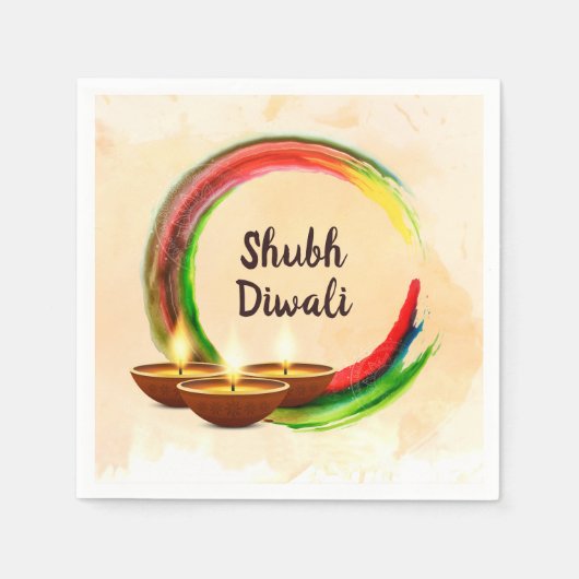 Diwali Diyas Watercolor Circle Serviette (Vorderseite)
