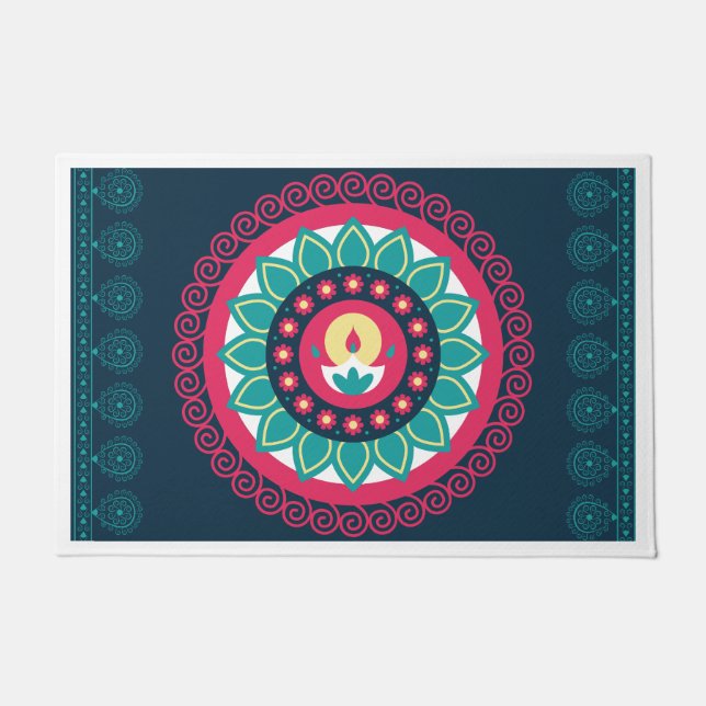 Diwali Doormat; Diwali-Wohngestaltung Fußmatte (Vorderseite)