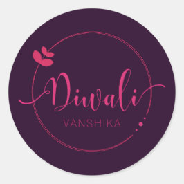 Diwali einfach, aber modern anpassbar runder aufkleber