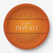 Diwali Elegant Modern Orange Yellow Mandala 9" Pappteller (Vorderseite)