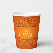 Diwali Elegant Modern Orange Yellow Mandala Pappbecher (Rückseite)