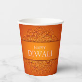 Diwali Elegant Modern Orange Yellow Mandala Pappbecher (Vorderseite)