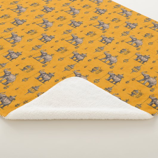 Diwali Elephant in Golden Field Toile de Jouy  Sherpadecke (3/4)