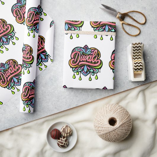 Diwali Farbige Herzen Geschenkpapier (Kunsthandwerk)