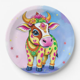 Diwali feiern mit heiligen Kühen in Verkleidung Pappteller