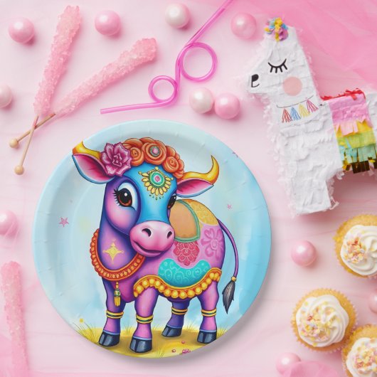 Diwali feiern mit heiligen Kühen in Verkleidung Pappteller (Party)