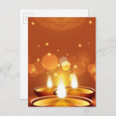 Diwali feiert goldene Kerzen Einladungspostkarte (Vorne/Hinten)
