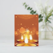Diwali feiert goldene Kerzen Einladungspostkarte (Stehend Vorderseite)
