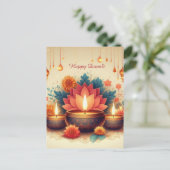 Diwali Festival del film Lotus Feiertagspostkarte (Stehend Vorderseite)
