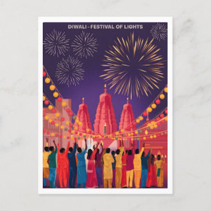 Diwali Festival der Lichter Vintage Postkarte