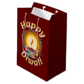 Diwali Festival of Lights Hindu Sikh Jain Mittlere Geschenktüte (Rückseite Schrägansicht)