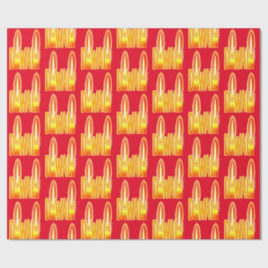 Diwali Festival of Lights Kerzen Typografie Geschenkpapier (Flach)