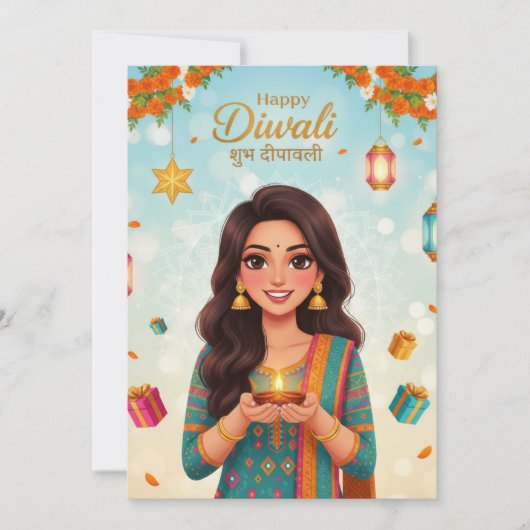 Diwali-Festivalfeier Einladung (Vorderseite)
