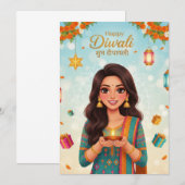 Diwali-Festivalfeier Einladung (Vorne/Hinten)