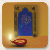 Diwali Feuerwerke - Untersetzer aus Kunststoff (Vorderseite)
