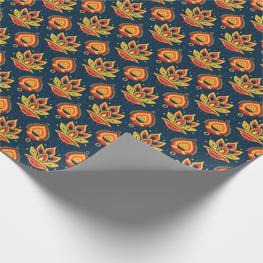 Diwali Flame Lotus Harmony Geschenkpapier (Ecke)