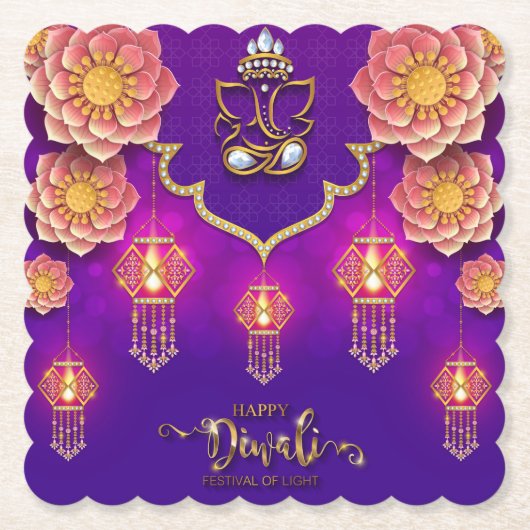 Diwali Ganesha Untersetzer (Vorderseite)