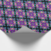 Diwali Giftwrap Pink, Blau, Black Rangoli Muster Geschenkpapier (Ecke)