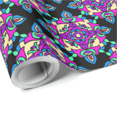 Diwali Giftwrap Pink, Blau, Black Rangoli Muster Geschenkpapier (Rolleneckpunkt)