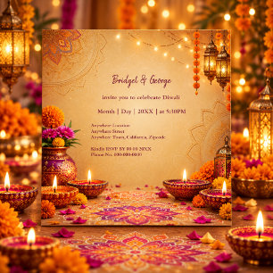 Diwali Gold Elegante Rangoli-Lichter-Feier