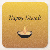 Diwali Gold Glitzer Diya Flame Rechteckiger Pappuntersetzer (Vorderseite)