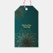 Diwali Green Gold Lamps Mandala Personalisiert Geschenkanhänger (Rückseite)