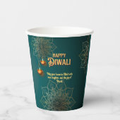 Diwali Green Gold Lamps Mandala Personalisiert Pappbecher (Vorderseite)