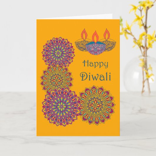 Diwali Greeting - Mandalase Karte (Gelbe Blume)