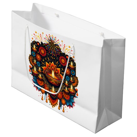 Diwali Große Geschenktüte (Vorderseite Schrägansicht)